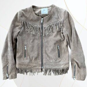 MNG Mango Suede Fringe Boho Western Jacket